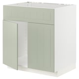 Ein hellgrüner METOD-Küchenschrank mit klassischem Design, zwei Türen und einem stabilen Rahmen, perfekt für einen harmonischen Küchenlook.
