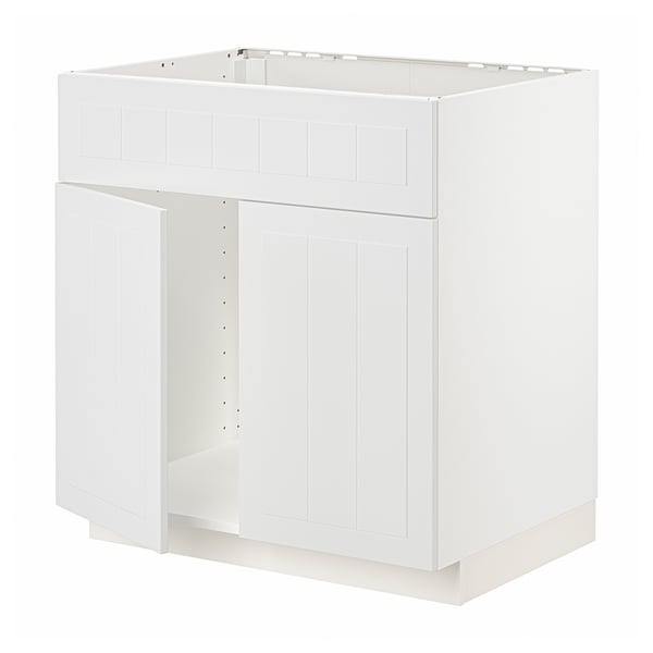 Weißer METOD Küchenschrank, rechteckig, schlichtes Design, aus Spanplatten und Faserplatten.