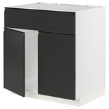 Moderne schwarz-weiße METOD-Küchenzeile mit integrierten Griffen und klarem, minimalistischem Design.