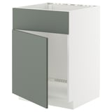 METOD Küchenschrank in mattem Graugrün mit modernem Design.