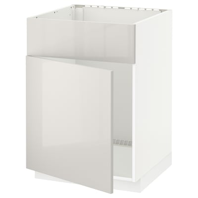 Weißer Küchenschrank; METOD; glänzend; modern; rechteckig; 2 Türen; Hochglanz-Front.