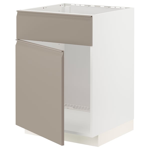 METOD Küchenzeile mit grau-beige matten Türen, rechteckig, modernes Design.