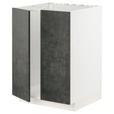 Weißer und dunkelgrauer moderner Küchenschrank mit minimalistischem Design, flachen Oberflächen und klaren Linien.