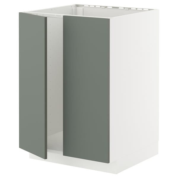 METOD Küchenzeile in grau-grün mit weißem Rahmen, rechteckig, modernes Design.