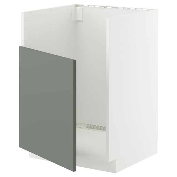 Weißer METOD Küchenschrank mit grau-grüner Tür, modernes Design.