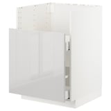 Weißer moderner Küchenschrank mit glatter Schublade, schlankes Design.