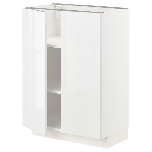 Weißer METOD-Küchenschrank mit glänzender Oberfläche und verstellbaren Regalen.