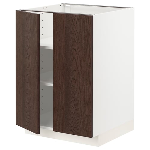 METOD dunkelbrauner Schrank aus Eichenfurnier mit verstellbaren Regalen, modernes Design.