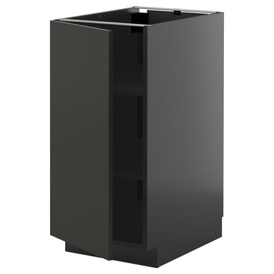 Schwarzer, glänzender METOD-Küchenschrank mit einer einzigen breiten Tür, schlankes Design.