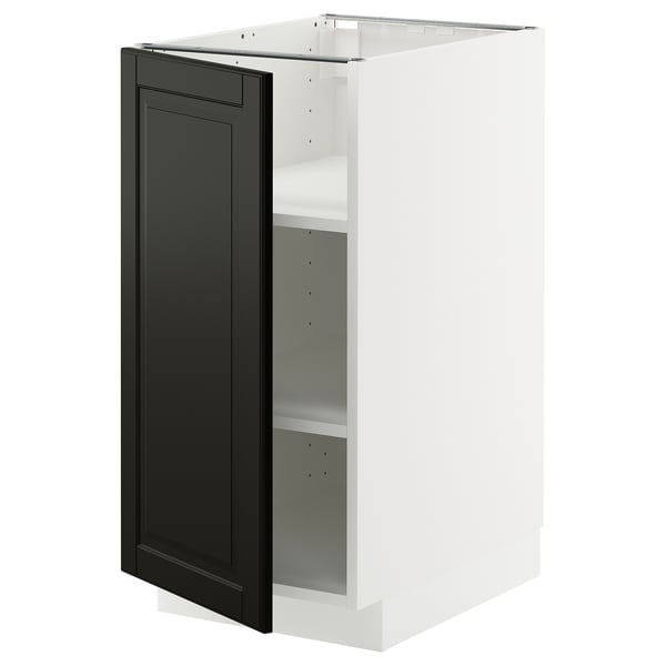 METOD Küchenzeile, weiß & schwarz, quadratisch, modernes Design, mit verstellbaren Regalen.