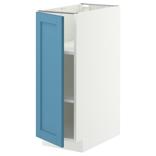 METOD Unterschrank mit Böden, weiß/Lerhyttan blau, 30x60 cm