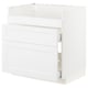 Weißer ikea METOD Küchenschrank, quadratisch, minimalistisch, 2 glatte Schubladen