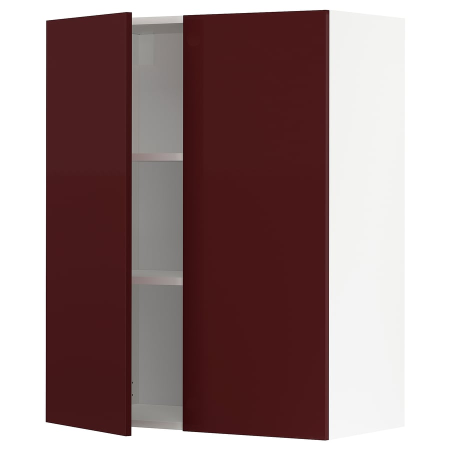 METOD Wandschrank mit Böden und 2 Türen - weiß Kallarp, Hochglanz