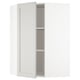 Weißer Wand-Eckschrank von ikeas METOD Küchensystem mit hellgrauen Lerhyttan-Fronten mit abgeschrägten Kanten für einen klassischen Look.