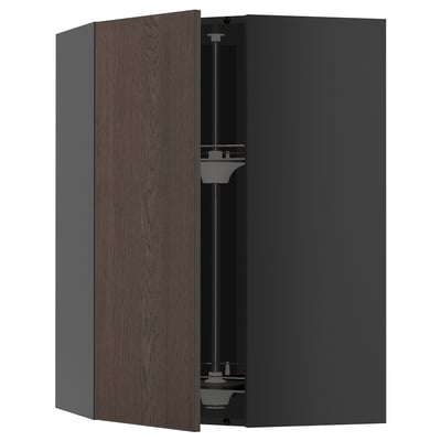 METOD Küchenzeile, dunkelbraun, Holz, C-förmig, modernes Design, mit verstellbarem Regal.