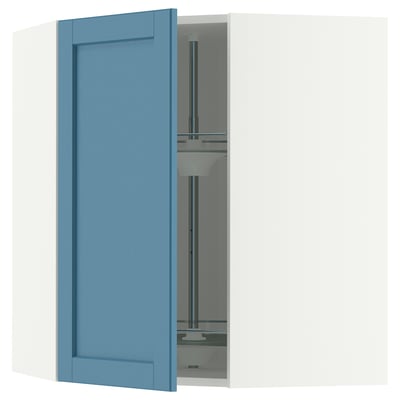 METOD Wandeckschrank mit Karussell, weiß/Lerhyttan blau, 68x80 cm