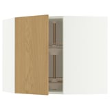 Auspen: METOD Wandschrank, helles Holz, weiße Innenausstattung, Glasablage, verstellbar.