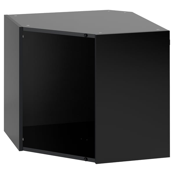 Schwarzer ikea METOD Küchenschrank, vorne offen.