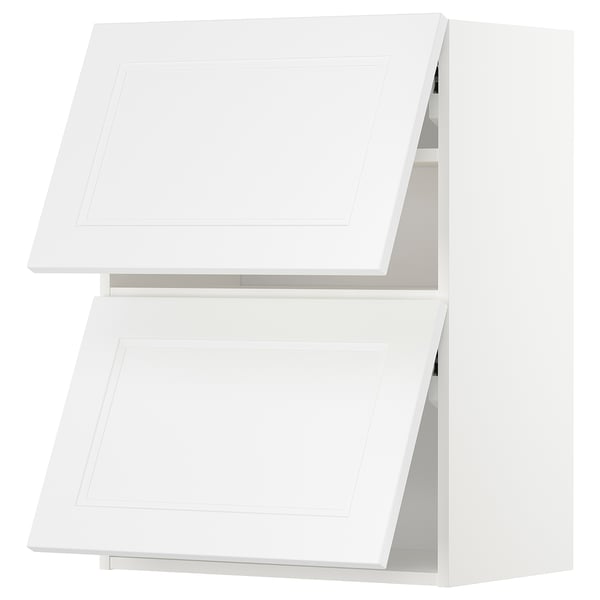 Weiße METOD Küchenschränke, schlankes Design, Wandmontage.
