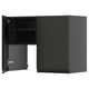 Schwarzer Küchenschrank mit offener Tür. Modernes Design, mattes Finish. Verstellbares Regal, Metallgriff. Stabiler Rahmen, Spanplatte.