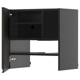 Schwarzer Küchenschrank mit verstellbaren Regalen, moderne, quadratische Form.