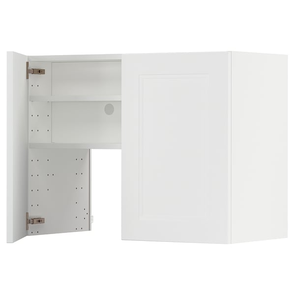 Weißer METOD-Küchenschrank mit verstellbaren Regalen und Spiegeltür, modernes Design.