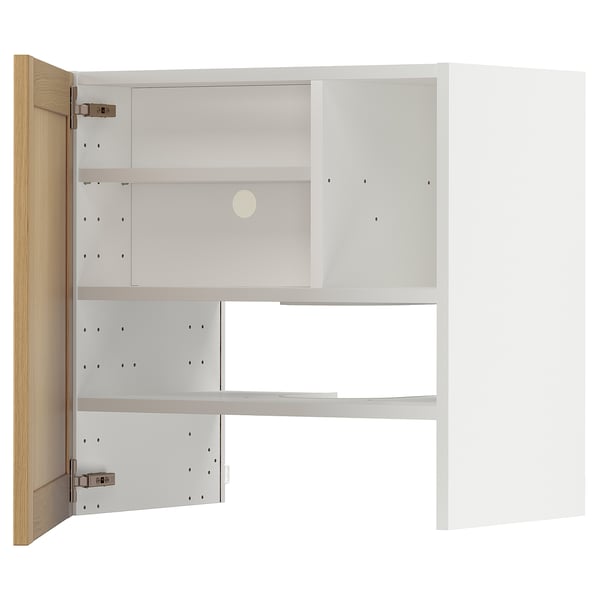 METOD Küchenschrank aus weißem, hellem Holz, mit Regalen.