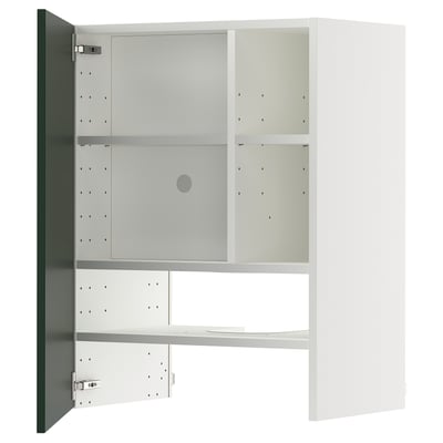 Offener weißer METOD-Schrank mit verstellbaren Regalen.