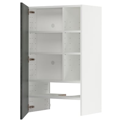 METOD Küchenschrank in Grau mit verstellbaren Regalen, großen Spiegeltüren, minimalistischem Design.