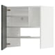 Weißer METOD-Schrank, minimalistisches Design, verstellbare Regale, graue Scharniere.