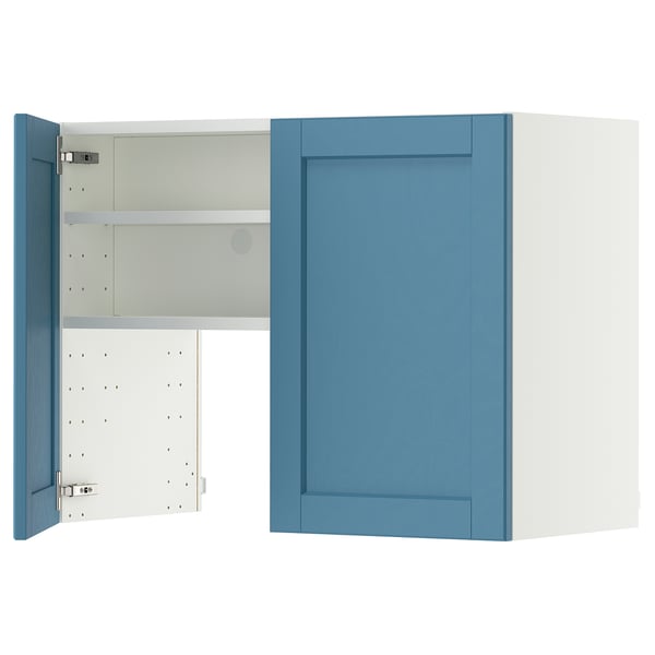 METOD Wandschrank f Dunstabzug/Boden/Tür, weiß/Lerhyttan blau, 80x60 cm