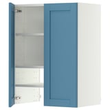 METOD Wandschrank f Dunstabzug/Boden/Tür, weiß/Lerhyttan blau, 60x80 cm