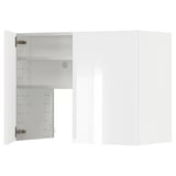 Moderner weißer Schrank mit Glastür, Schnappscharnieren, verstellbarem Regal.