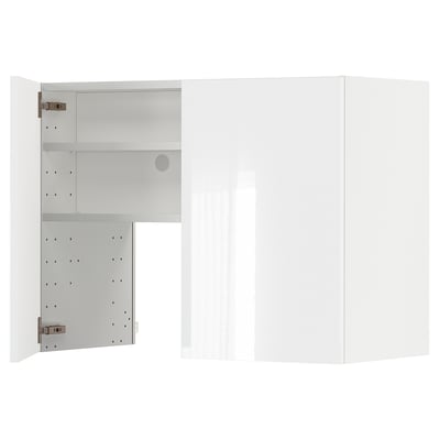 Moderner weißer Schrank mit Glastür, Schnappscharnieren, verstellbarem Regal.