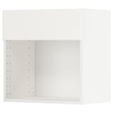 Ein weißer METOD-Küchenschrank mit verstellbaren Regalen und schraubenlosen Scharnieren.