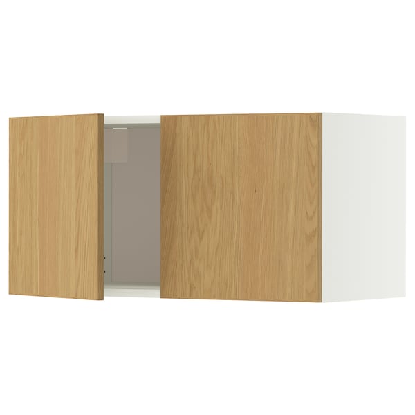 METOD Wandschrank mit 2 Türen, weiß/Sinarp Eichenfurnier, 80x40 cm