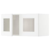 Weißer Wandschrank, rechteckig mit Glastür, Teil des IKEA METOD Küchensystems.