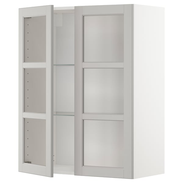 Weißer METOD-Wandschrank mit Glastüren, modernes Design.