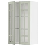 Salbeigrüner ikea METOD Küchenschrank mit Glastüren und verstellbaren Regalen.