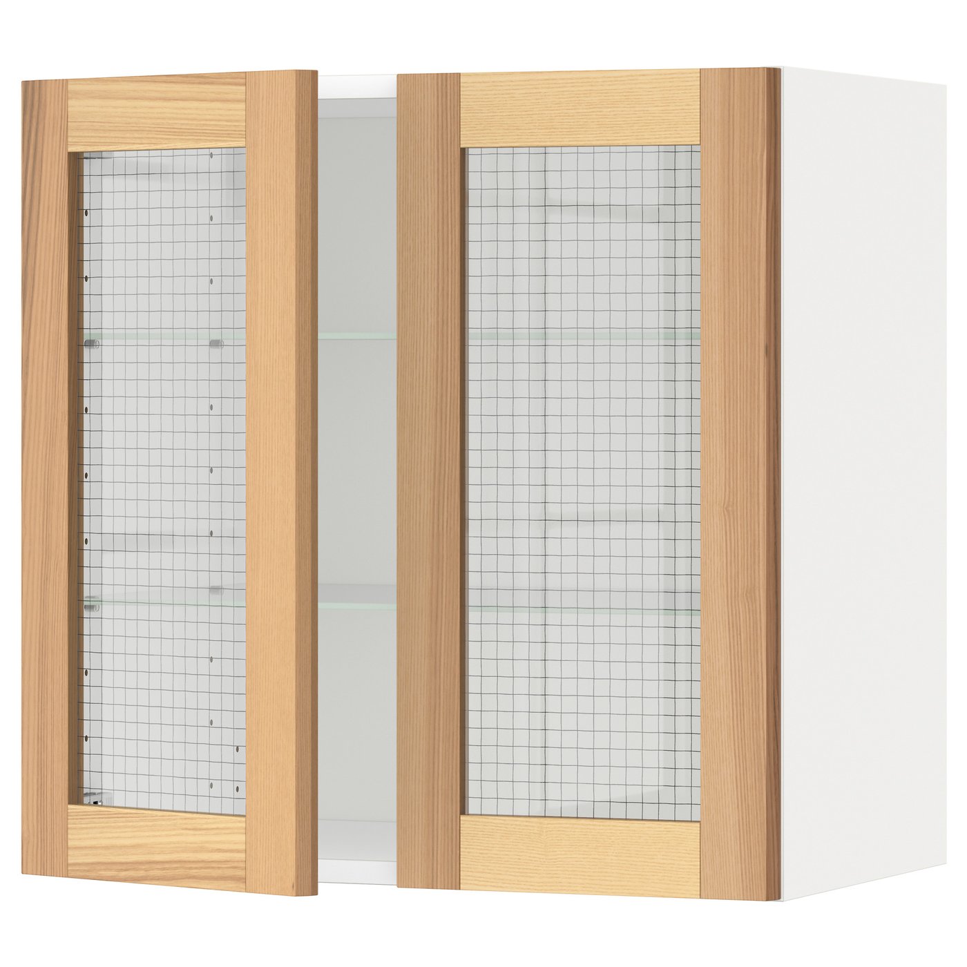 METOD Wandschrank mit Böden/2 Glastüren - weiß/Torhamn Esche - IKEA