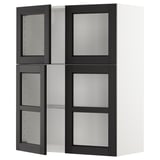 METOD Küchenschrank aus schwarz gebeiztem Holz mit Glastüren.