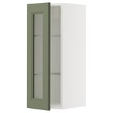 Ikea METOD Küchenschrank mit grün-grauer Glastür, Wandmontage.