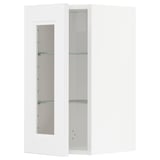 Weißer METOD-Wandschrank mit Glastüren und verstellbaren Glasböden.
