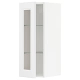Weißer METOD-Schrank mit Glastüren und Regalen.