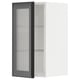 Moderner schwarzer Schrank mit Glasablage, schlankes Design.