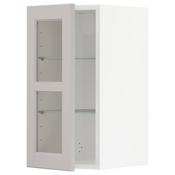 Weißer METOD-Küchenschrank mit Glastüren, traditionelles Design.