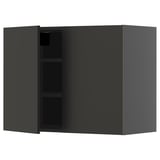 Moderner schwarzer Küchenschrank mit zwei Türen und Regalen. Schlankes, minimalistisches Design mit verstellbaren Regalen.
