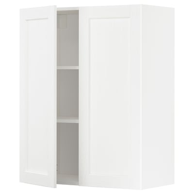 Ikea METOD weißer Schrank, zwei verstellbare Regale, einfaches Design.
