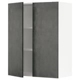 Dunkelgrauer moderner Wandschrank mit 2 Türen und 3 Regalen, schlankes, minimalistisches Design.