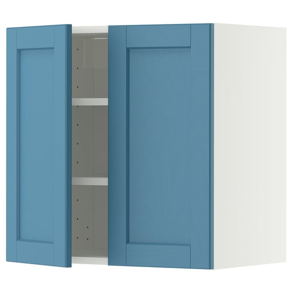 METOD Wandschrank mit Böden und 2 Türen, weiß/Lerhyttan blau, 60x60 cm